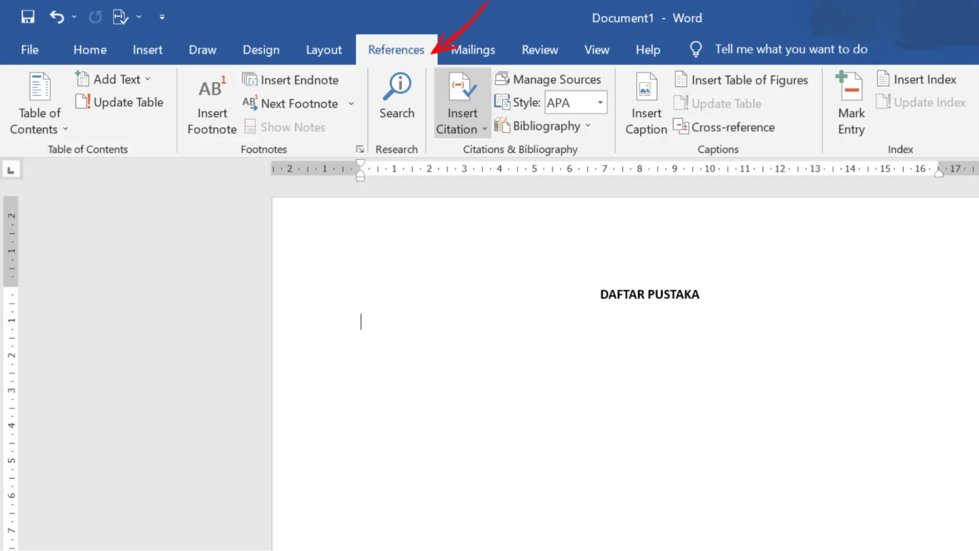 Menu References di Word