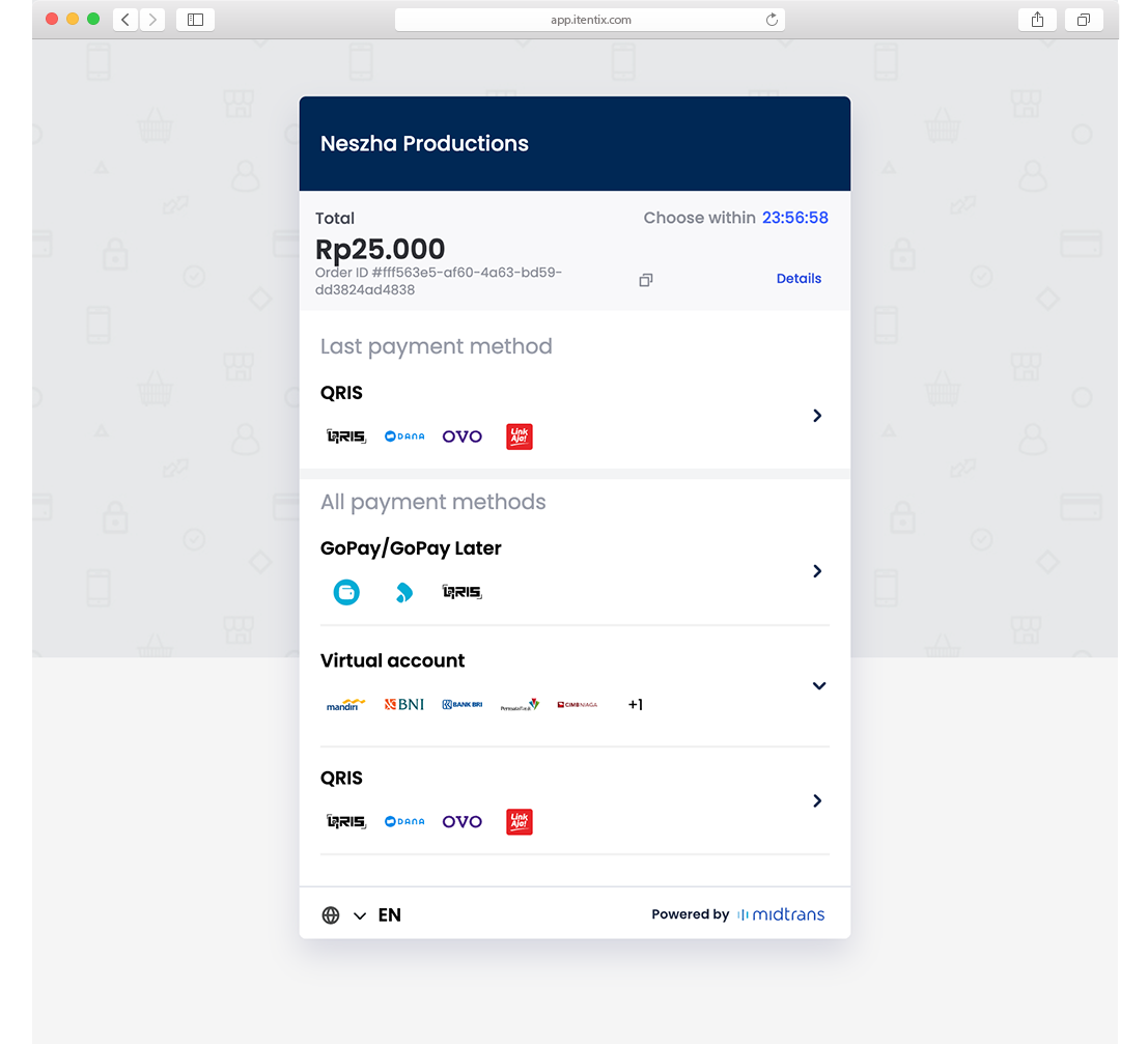 ITentix: Berbagai metode pembayaran